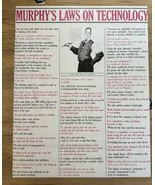 Vintage 1980s Murphy&#39;s Laws On Technology Poster Novelty Tech Start Up O... - £77.66 GBP