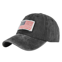 HOT Black US Flag Dyed Washed Retro - Plain Polo Patriotic Baseball Cap Hat - £12.42 GBP