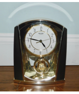 RHYTHM Quartz Mantel Crystal Clock Vintage MCM Desk Pendulum Gold Bronze Japan - $1,050.42 MXN