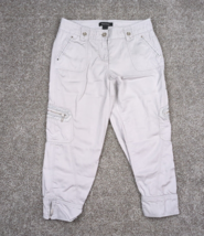 WHBM Pants Women 0 Gray Rayon Capri Cargo Rhinestone Embellished Cuffed ... - £17.22 GBP