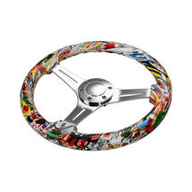 Solid Wood Sticker Bomb Style JDM Steering Wheel - £76.66 GBP+