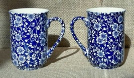 Churchill Blue Calico Floral Chinz Mug Set Flower Print Staffordshire En... - £26.96 GBP