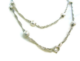 18&quot; Twisted Ball Chain Woman&#39;s Vintage Necklace Sterling Silver Fas Italy 925 - £26.69 GBP