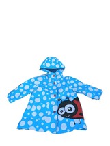 Baby Girls 12 Month Raincoat Hooded Vinyl LadyBug Wippette Blue White Polka Dots - £15.70 GBP