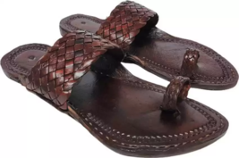 Mens Kolhapuri Soft Leather chappal handmade Flat HT4 ethnic Sandal US size 7-12 - £29.31 GBP