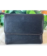 Coach Vintage Leather Wallet Clutch Zip Coin Trifold 90s Black w Brown I... - $1,099.76 MXN