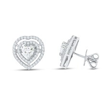 4CT Heart Cut Created Diamond Double Halo Stud Earrings for Women in 925 Silver - £72.04 GBP
