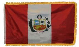 AES 3x5 Peru Country Poly Nylon Sleeve with Gold Fringe Premium Quality Flag 3&#39;x - £19.48 GBP