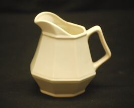 Old Vintage White Stoneware Creamer Multi Sided China Dinnerware - $14.84