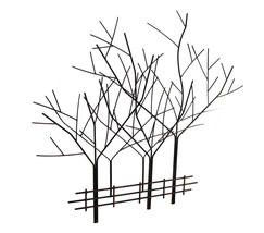 Zeckos Aged Copper Finished Wrought Iron Winter Tree Wall Sculpture - £38.99 GBP