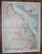 1922 Original Map Of Eastern Queensland / City Of Brisbane Inset Map / Australia - $26.19