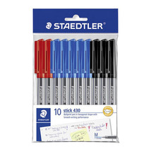 Staedtler Ballpoint Medium Pen Stick in Polybag - 10 Asst - $21.47