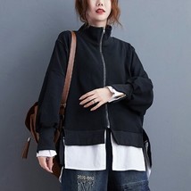 SuperAen Oversized Women&#39;s Clothing Spring and Autumn Korean Color Contrast Stit - £76.85 GBP