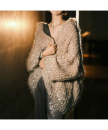 Early autumn light luxury ladies knitted hooded cardigan temperament moh... - £164.75 GBP