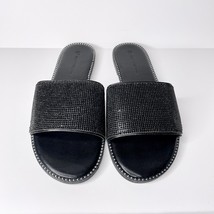 Wild Diva Lounge Sparkle Toes Out Rhinestone Slide Black Sandals  Size 8.5 - £19.90 GBP