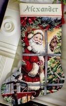 DIY Dimensions Candy Cane Santa Window Tree Cross Stitch Stocking Kit Go... - £31.93 GBP