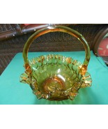 Beautiful Amber Glass BASKET...Ruffled edge - £13.91 GBP