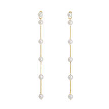 Pearl &amp; 18K Gold-Plated Link-Beaded Drop Earrings - £10.38 GBP