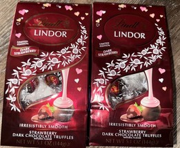 Lindt ~ 2-Bags Dark Strawberry Chocolate Lindor Truffles 5.1 oz, 6/30/2025 - £18.34 GBP