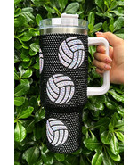 Black 40Oz Rhinestone Volleyball Tumbler Cup with Handle - $59.03 CAD
