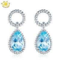  natural sky blue topaz women s earring 2 carats topaz pear cut classic exquisite style thumb200