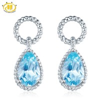 Natural Sky Blue Topaz Women's Earring 2 Carats Topaz Pear Cut Classic Exquisite - £38.28 GBP