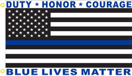 Duty Honor Courage Police Memorial Blue Lives Matter 3X5 Flag Rough Tex 100D - £12.57 GBP