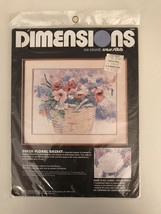 Dimensions Fresh Floral Basket No 3635 No Count Cross Stitch Vintage New in Pkg - $13.42