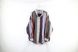 Vtg 90s Chaps Ralph Lauren Mens 1XB Faded Rainbow Striped Collared Button Shirt - £35.48 GBP