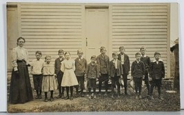 RPPC Early Country Schoolhouse Class Room Photo Unhappy Kids c1907 Postc... - £12.49 GBP