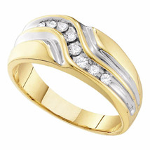 Authenticity Guarantee 
10k Yellow Gold Mens Round Diamond Band Wedding Anniv... - £540.95 GBP