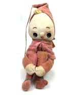 Vintage Elf Knee Hugger Pixie Doll Pink Girl Velvet Plush Large Rattle  - $767.52 MXN