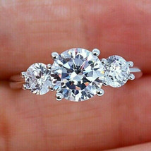 2.80Ct Round Cut Three Simulated Diamond Engagement Ring 14k White Gold Size 7 - £215.38 GBP