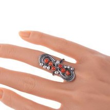 sz6.25 Vintage Native American sterling and coral ring - £62.33 GBP
