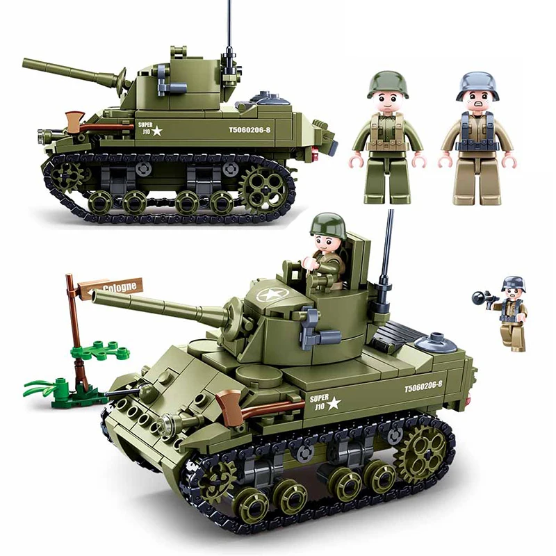 Play Sluban Building Block Play WW2 A M5 Stuart Tank 344PCS Bricks B0856 Militar - £39.62 GBP