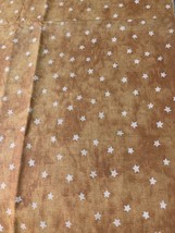 Brown Cotton Fabric With White Star Pattern 10&quot; x 44&quot; - $4.73
