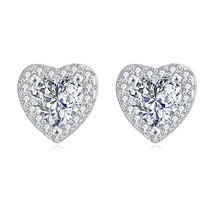 Crystal &amp; Cubic Zirconia Heart Hola Stud Earrings - £11.18 GBP