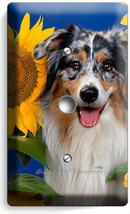 Collie Dog In Sunflowers Light Dimmer Cable Wall Cover Grooming Pets Salon Decor - £8.75 GBP