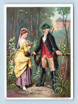 1880&#39;s Lazell&#39;s Unrivaled Perfumes Trade Card Colonial Couple Garden Sce... - £11.55 GBP