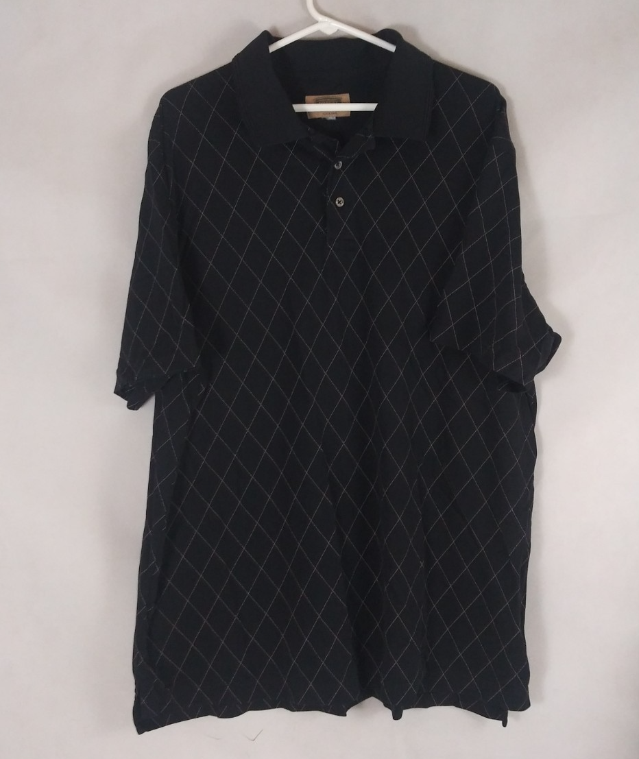 The Foundry Men&#39;s Black Polo Shirt With Diamond Design Size 2XL - $13.57
