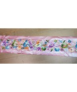 60s 70s Metallic Pink Boho Trim 3.5&quot; Naugahyde Embroidered Floral Glam C... - $2,350.66 MXN
