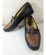 Zelli Mens Sz 9 Crocodile Ostrich Penny Loafer Slip on Shoes brown black... - $260.00