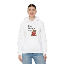 love finds a way teddy bear valentines day gift Unisex Heavy  Hooded Swe... - $33.56+