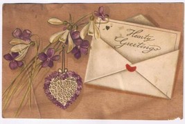 Greeting Postcard Violets Pendant Letter Popular Series Made in Germany - $1.40