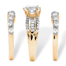 PalmBeach Jewelry 14k Gold-Plated Silver CZ Wedding Ring Set - £87.90 GBP