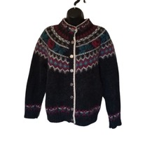 Woolrich Woman&#39;s Size Large Vintage Fair Isle Wool Nordic Cardigan Sweater - £36.44 GBP