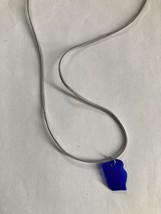 Cobalt blue glass pendant necklace on 25” cord - £19.90 GBP