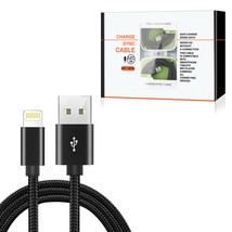 8-PIN Fast Charge/Sync Cable 6.5 ft In Black (12pcs) - £38.68 GBP