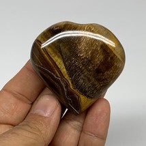 81g, 2.1&quot;x2.1&quot;x0.7&quot;, Tiger&#39;s Eye Heart Polished Healing Crystal @India, B33889 - £18.68 GBP