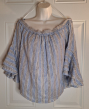 Lucky Brand Off Shoulder 3/4 Double Bell Sleeve Crop Top Blouse Size Small - $12.34